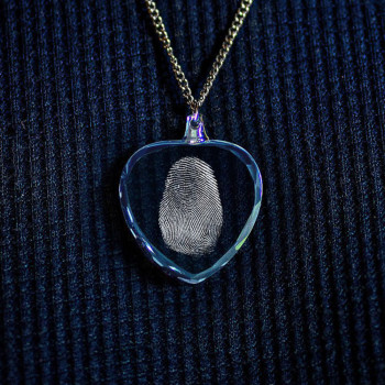 FingerPrint Crystal Heart Necklace